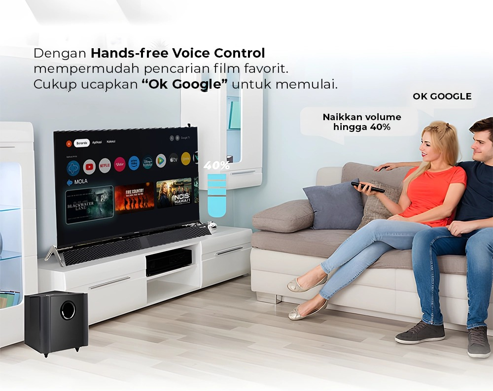 POLYTRON 4K UHD BUG3058 Smart Cinemax Soundbar Google TV