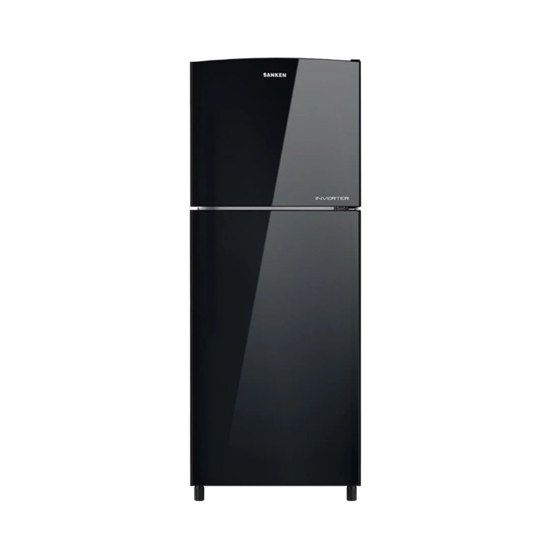 SANKEN Kulkas 2 Pintu Black Glass Inverter
