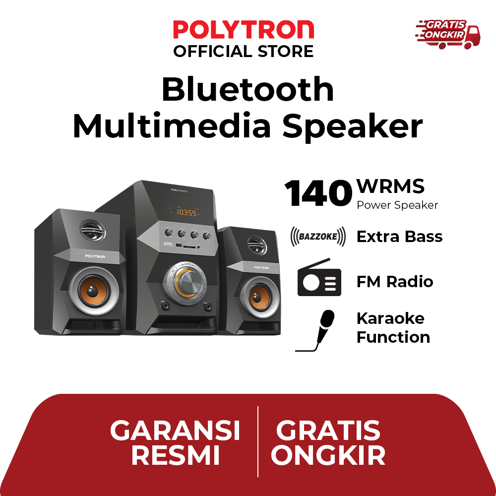 POLYTRON Bluetooth Speaker Multimedia Karaoke PMA 9522